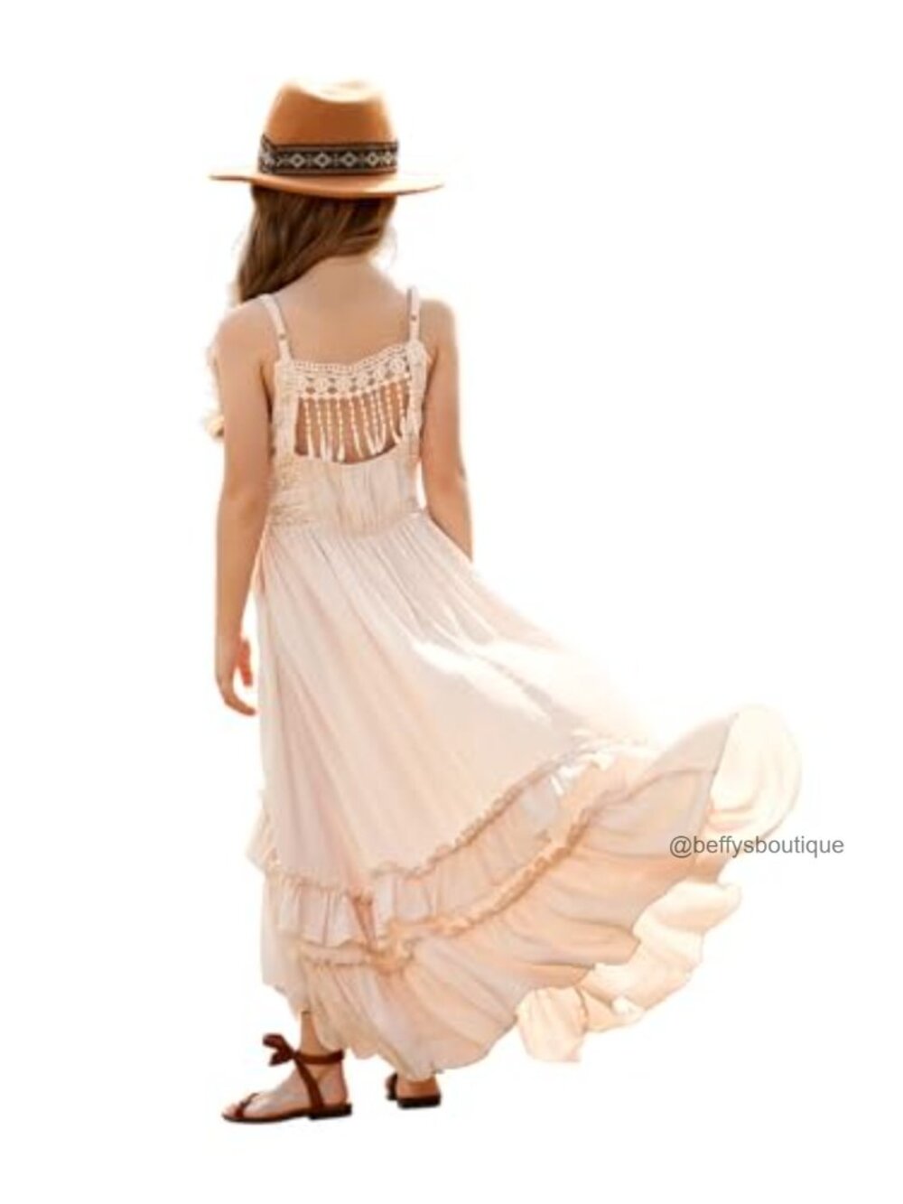 Girls Lace Dress Boho Backless A Line High Low Hem Party Flower Girl Maxi Dress